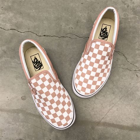 Vans Classic Slip On Rose Checkered Shoes Zumiez Checkered Shoes