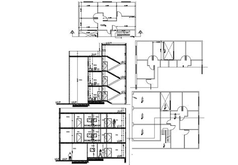 3 Storey Apartment Building Section Drawing Dwg File Cadbull