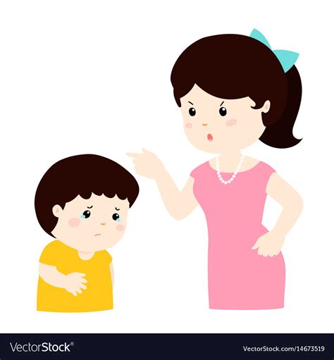 Mother Scolds Her Son Cartoon Character Royalty Free Vector