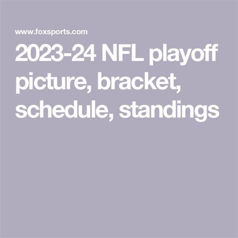 2023 24 Nfl Playoff Picture Bracket Schedule Standings Nfl Playoff