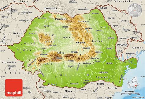 Physical Map Of Romania Shaded Relief Outside