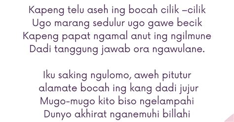 Lirik Alamate Anak Sholeh Iku Papat Terlengkap Indonesia Bersujud