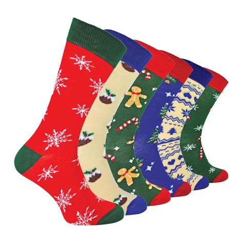 Novelty Mens Christmas Socks In 6 Pair Multipack Sock Snob