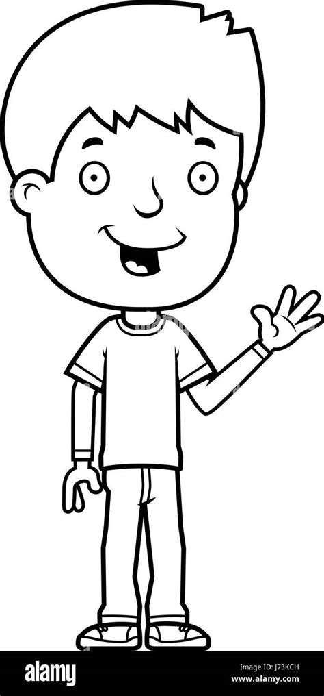 A Cartoon Illustration Of A Teenage Boy Waving Stock Vector Image And Art