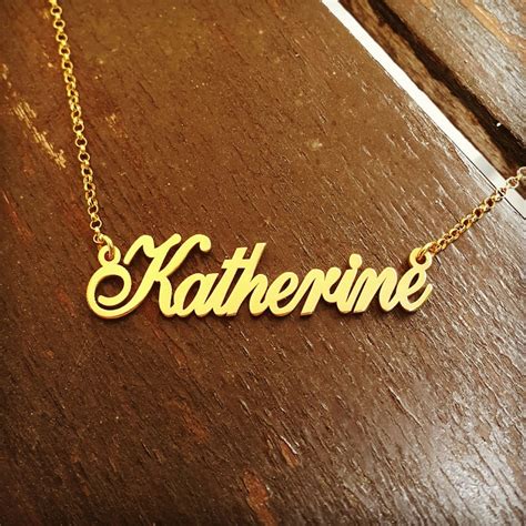 Gold Name Necklace 18k Gold Plated Any Name Katherine Style Etsy