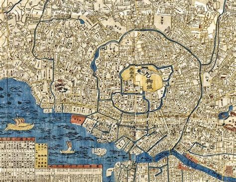 Edo river from mapcarta, the free map. Detail. 1863 Japanese map of Tokyo