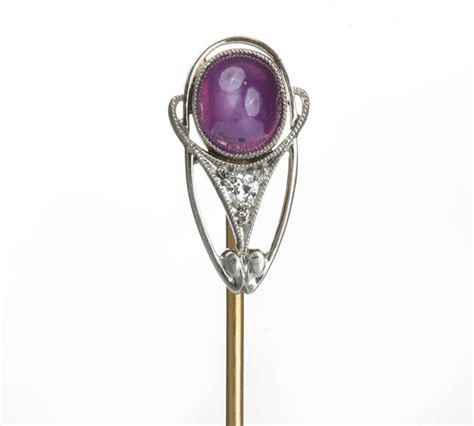 antique bressler and co platinum gold star sapphire diamond stick pin