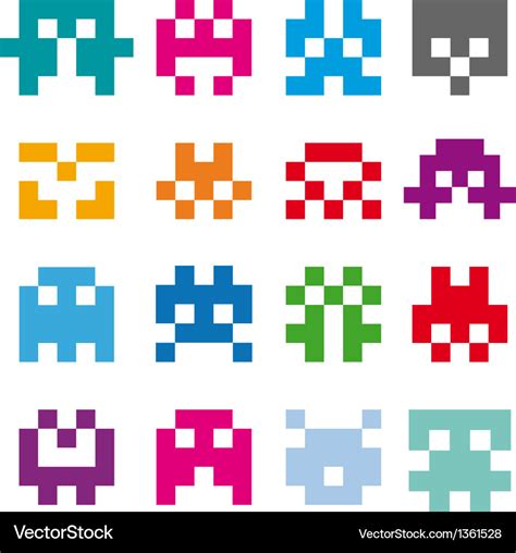 Pixel Icons Set Royalty Free Vector Image Vectorstock
