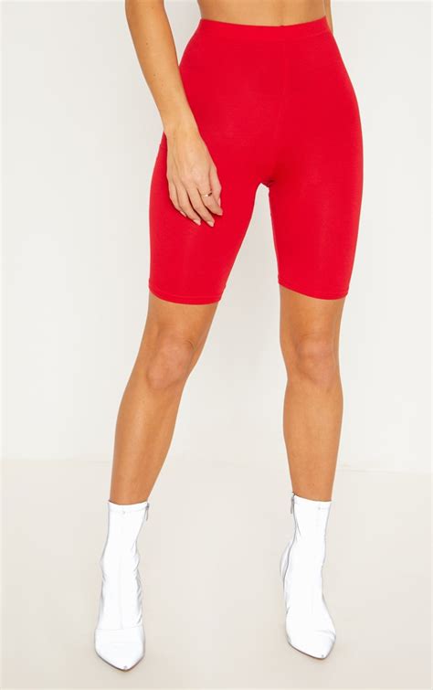 Red Basic Bike Shorts Shorts Prettylittlething Usa