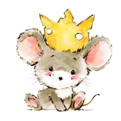 Cartoon Mouse Watercolor Illustration Cute Mice Decorative Mice Watercolor Ill Sponsored