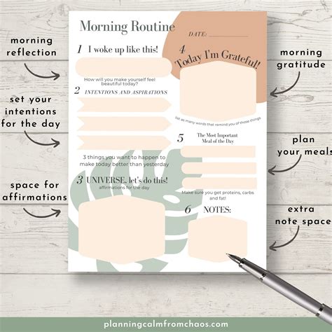 Printable Morning Routine Planner Page Boho Planning Calm From Chaos