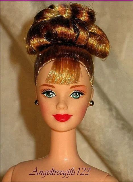 NUDE STRAWBERRY BLONDE Barbie Mackie Face Sculpt With Updo Bangs Green