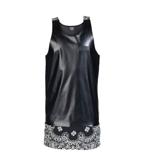 Dfynt Leather Extended Tank Top Black 237 Jimmy Jazz