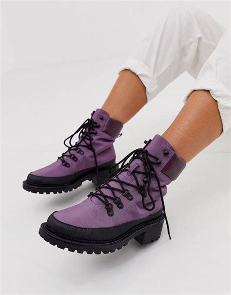 asos design alix hiker boots in purple asos trending fashion shoes boots purple boots