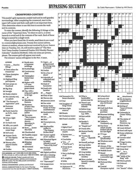 the new york times crossword in gothic 10 21 12 — vault