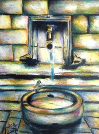 Fontaine d'eau, a trouvé au musée de vienne, en autriche, illustration vintage gravé. Dessin fontaine