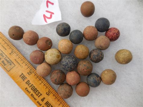 Antique 1800s Clay Marbles 25 Count Different Colors And Sizes Etsy