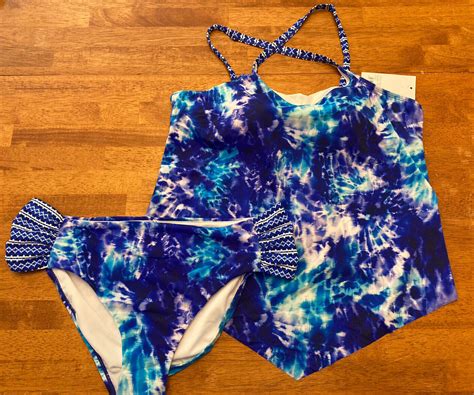Nwt Fullfitall Swimsuits Tie Dye Scarf X Back Tankini Set Women Plus Size 18 Ebay