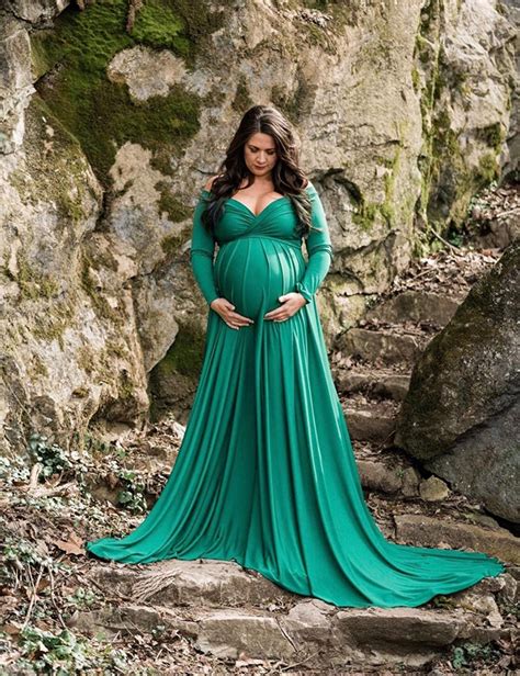Slyxsh Women Mermaid Skirt Maternity Photography Props Gown Pregnancy Lace Dresses For Pregnant