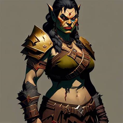 dnd character half orc female barbarian by sauronct on deviantart
