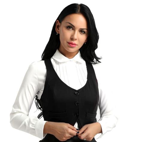 Womens V Neck Sleeveless Uniform Office Workwear Formal Vest Business