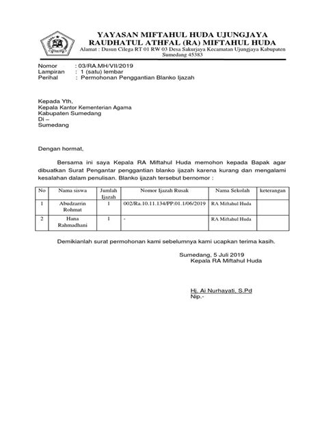 Surat Permohonan Blanko Ijazah Baru Imagesee Riset