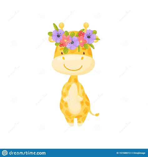 Cute Cartoon Giraffe Vector Illustration On White Background Stock