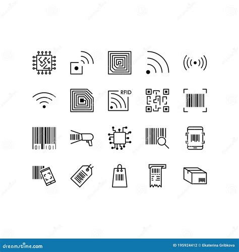 Set Van Qr Code Barecode Vectorlijnpictogrammen Bevat Pictogrammen