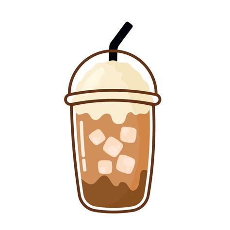 Hand Drawn Ice Coffee Cappuccino Icon Clipart In Animated Cartoon