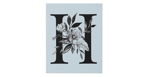 Fancy Floral Monogram Letter H Faux Canvas Print Zazzle