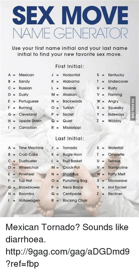 Sex Move Name Generator Use Your First Name Initial And Your Last Name