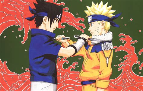 Обои противостояние Наруто Naruto Саске Учиха Узумаки Наруто кунаи
