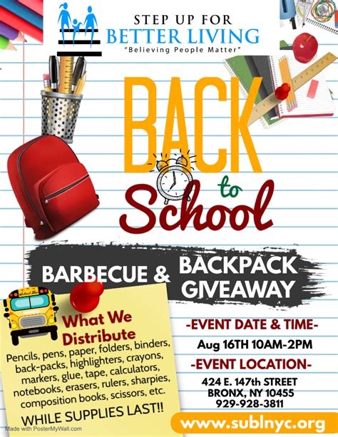Back To School Bbq And Backpack Giveaway Step Up For Better Living