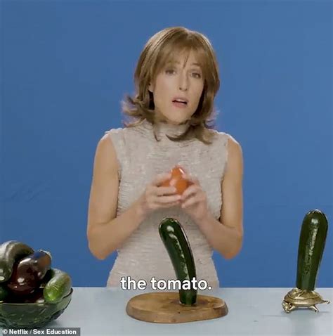 gillian anderson performs sex act on a courgette in very raunchy clip from netflix s sex