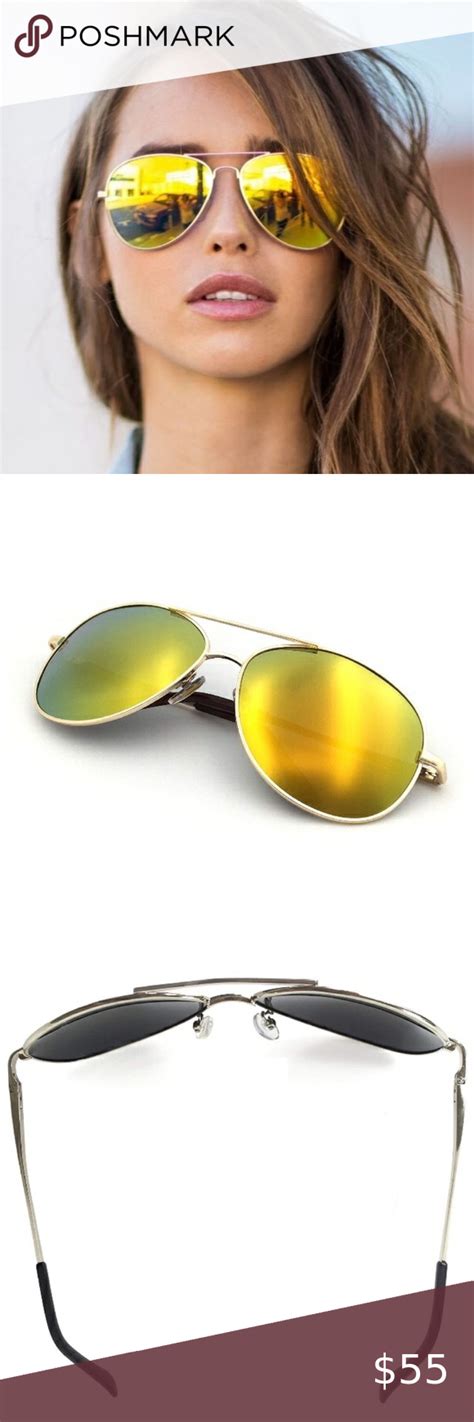 Mirrored Sunny Lens Gold Frame Aviator Sunglasses In 2020 Gold Frame Aviator Sunglasses