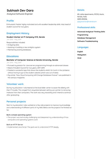 Best resume format for freshers. The Best CV Format For Freshers examples - Jofibo