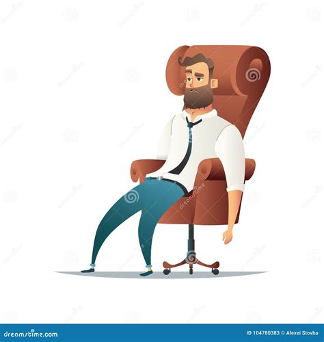 Tired Businessman Sitting In Chair Exhausted Office Worker Or Manager