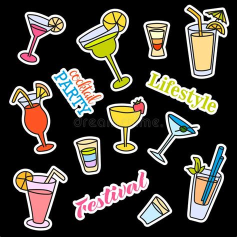 Fashion Patch Badges Cocktail Set Stickers Pins Patches And
