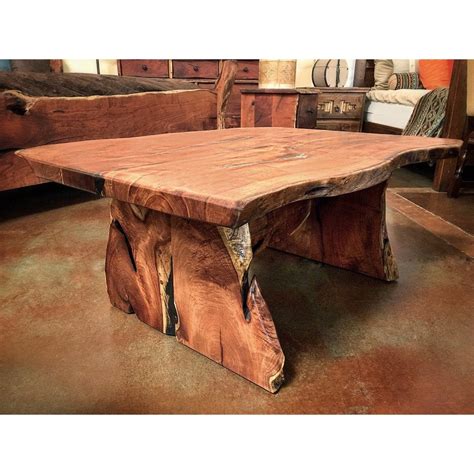 Live Edge Mesquite Wood Coffee Table With Slab Base La Casona Custom