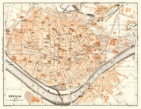 Old Map Of Seville Sevilla In 1929 Buy Vintage Map Replica Poster