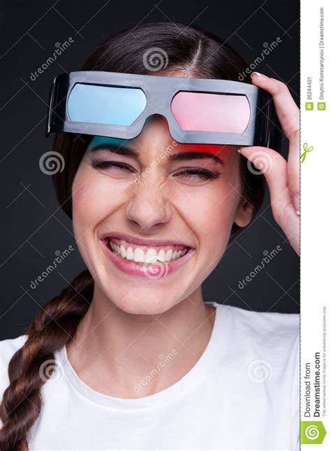 Laughing Woman With 3d Glasses Stock Image Image Of Entertainment