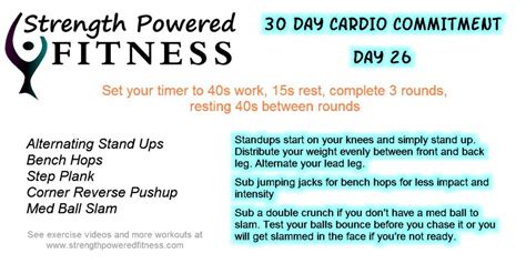 30 Day Cardio Commitment Day 26 Strength Powered Fitness