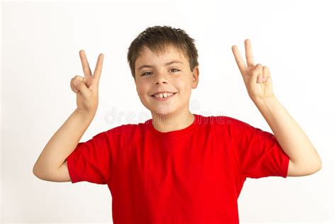 Child Making Peace Sign Stock Image Image Of Number 42220911