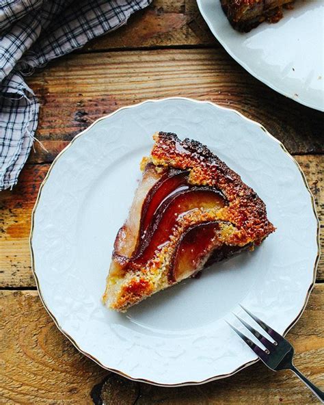 Frangipane Tart With Spiced Red Wine Poached Pears By