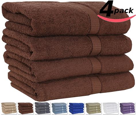 Utopia 100 Cotton Bath Towels Ringspun Cotton 4 Pack Dark Brown 26