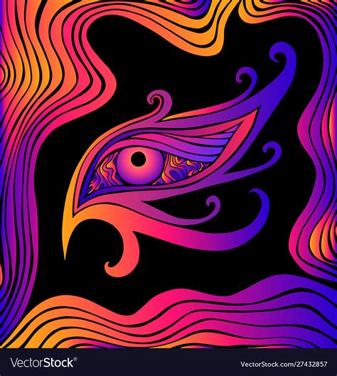 Psychedelic Colorful Eye And Waves Fantastic Art Vector Image