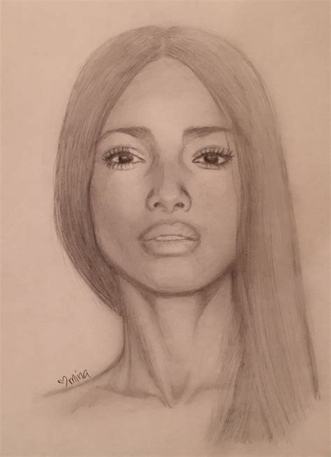 Pencil Portrait Graphite Drawing Sketch Beautiful Black Woman