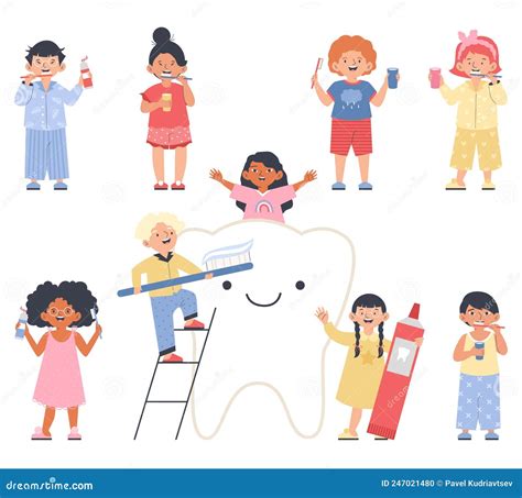 Kids Characters for Dental Care and Hygiene Topic, Vector Illustration