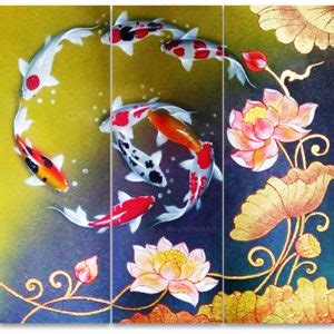 9 Koi Fish Art Original Koi Fish Paintings On Canvas Royal Thai Art