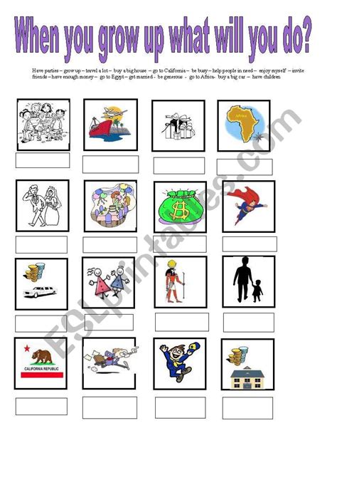 When You Grow Up What Wil You Do Esl Worksheet By Fernis